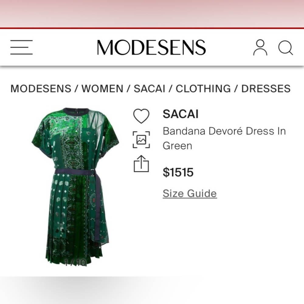 Sacai bandana Devore dress, M - Picture 5 of 16